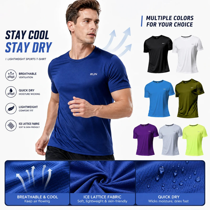 2026 Summer New T-Shirt For Men Casual White T-Shirts Man Short Sleeve Top Breathable Tees Quick Dry Gym Shirt Male Clothes