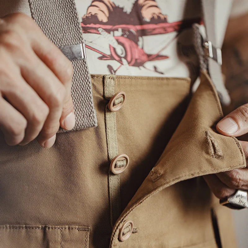 ខោ សម្រាប់ បុរស Maden បែប Vintage Heavyweight Khaki រាង រលុង ជាមួយ ខ្សែ អាច លៃតម្រូវ បាន សម្រាប់ ជើង ធំ សម្រាប់ រដូវផ្ការីក និង រដូវស្លឹកឈើជ្រុះ
