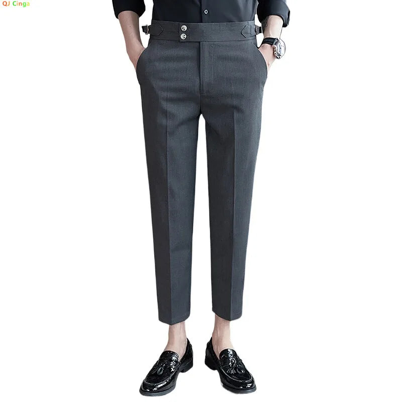 2026 New Men's Black Ankle-Length Pants, Fashion Slim Pants, Asian Size 28-36