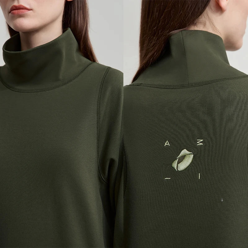 AMII Dress Women's Cotton Loose Casual Turtleneck Office Lady Elegant Sweatshirt Dresses 2026 Autumn New Woman Clothing 12523138