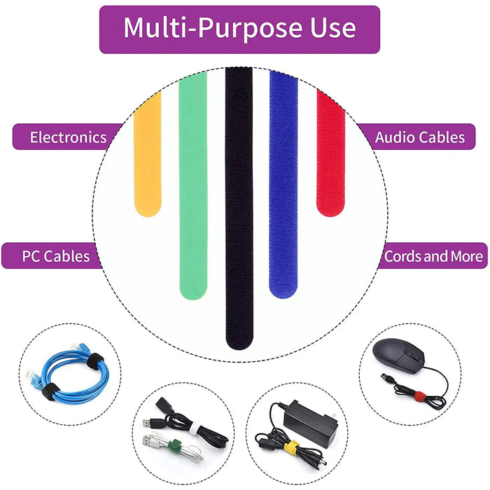 ZoeRax 60PCS Fastening Cable Ties Reusable Adjustable Cord Ties Microfiber Cloth Cable Management Strap Hook Loop Cord Organizer