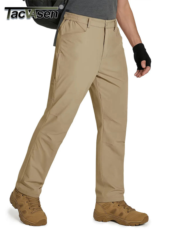TACVASEN Mens Tactical Waterproof Work Fishing Straight Pants Lightweight Quick Dry Hiking Trousers Stretchy With Side Pockets