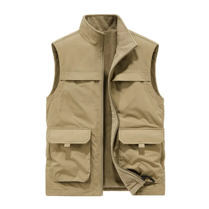 2025 Large size  Autumn and winter casual workwear double-sided vest men's waistcoat outdoor multi-pocket photography vest