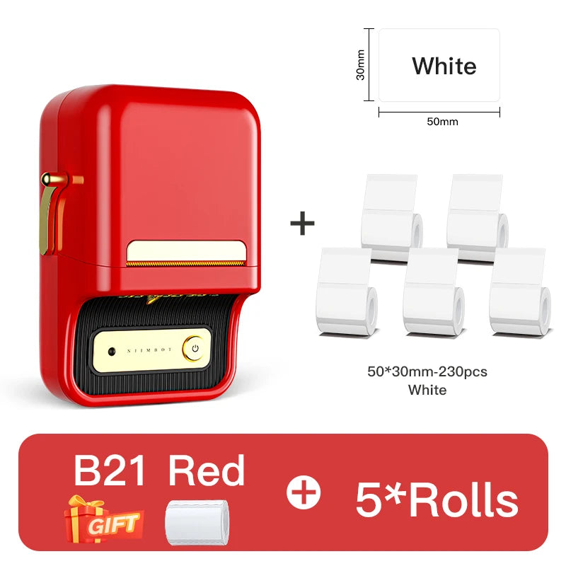 NiiMbot B21 Mini Thermal Printer Wireless Barcode Label Maker Bluetooth Portable Adhesive Label Printers for Office Commercial