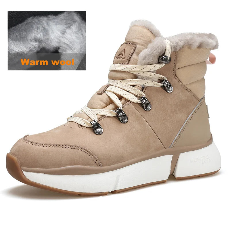 HUMTTO Winter Snow Women's Sneakers Leather Hiking Shoes Keep Warm Boots Woman 2024 Trainers Outdoor Women Casual Trekking Boots
