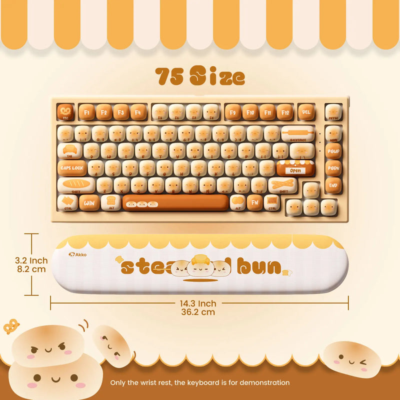 Akko Pudding Buns Keyboard Wrist Rest Pad Ergonomic Soft Foam Lycra + PU Easy Typing Pain Relief Anti-slip for Office Home Gamer