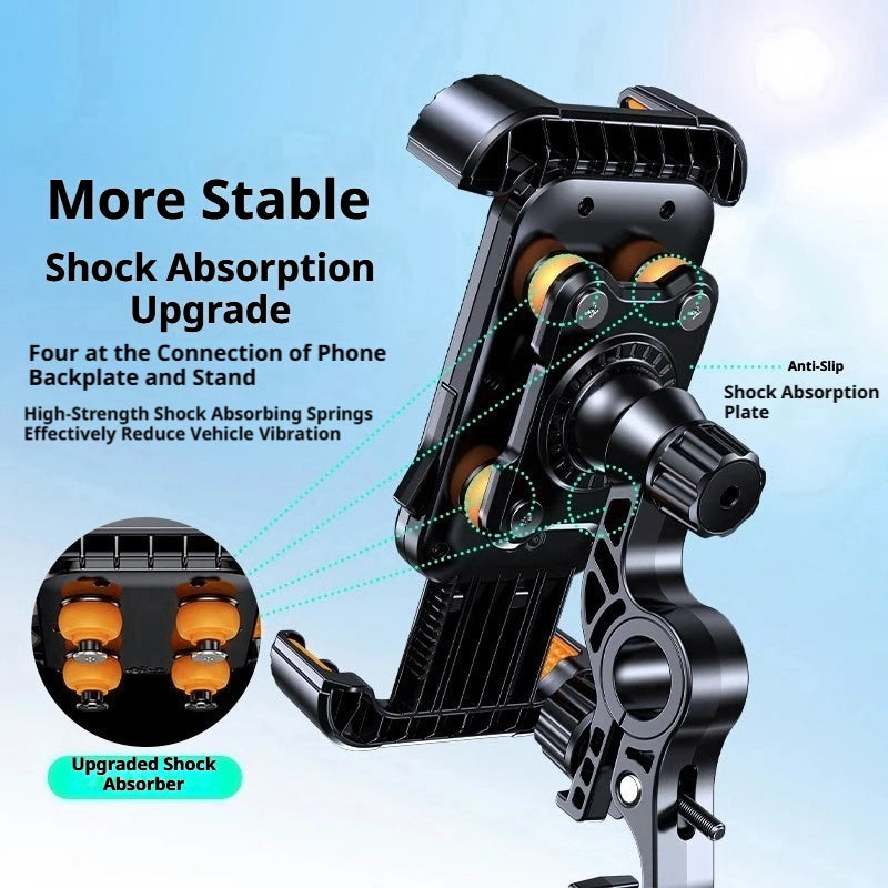 SEAMETAL Universal Bicycle Phone Holder Shockproof Motorcycle Phone Mount for Motorcycle Handlebar Rearview Mirror 4.7-6.8”Phone