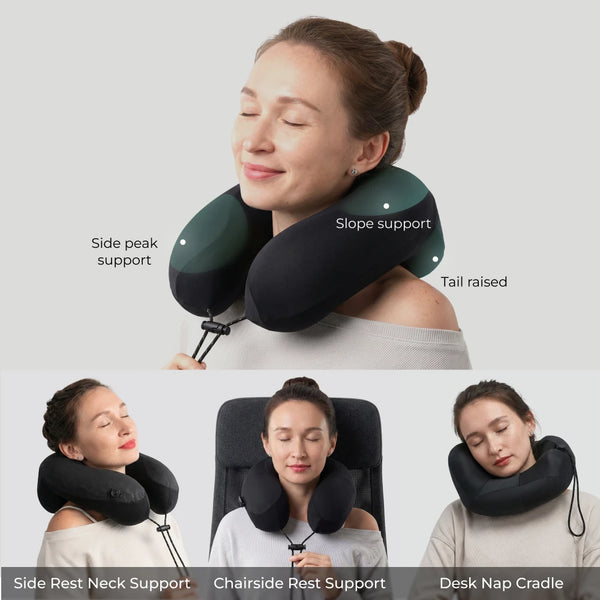 FLEXTAIL X VOLLYC EZY Travel Kit – Better Sleep Anytime Anywhere Inflatable Pillow Set for Airplane, Car, Train, Bus, Office