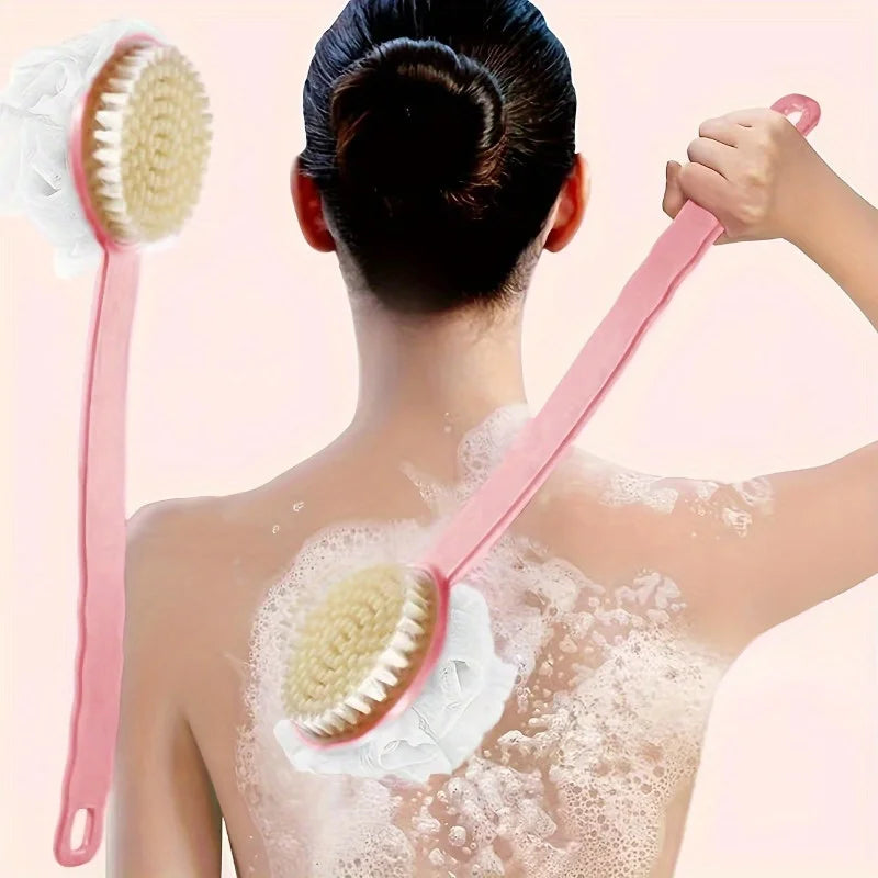 1/2pcs Long Handle Soft Hair Bath Brush - Multi-Functional Two-in-One Back Scrubber & Mud Remover,Exfoliate the body's keratin
