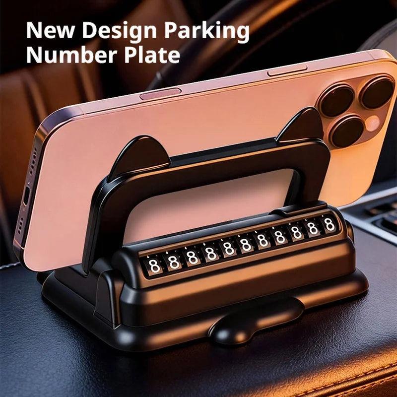 SEAMETAL Universal Car Phone Holder 2-in-1 Temporary Car Parking Number Plate Rotatable GPS Navigation Stand for Car Accessories