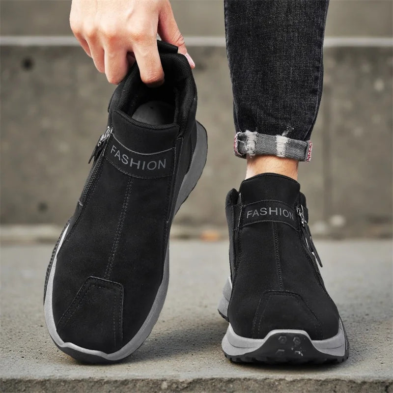 Men's boots winter new warm plush casual snow boots fashion youth Joker outdoor sports cotton shoes anti-slip high-top work shoe