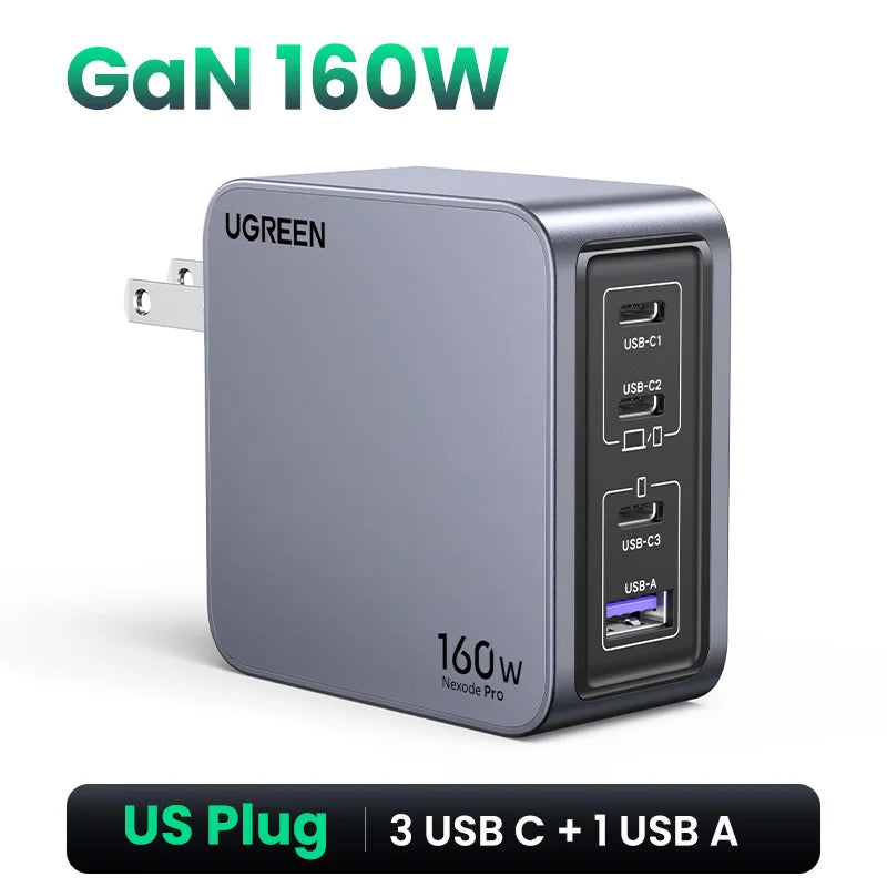 UGREEN 160W GaN Charger PD3.1 Type C QC4.0 3.0 Quick Charge For Macbook Pro Laptop USB Fast Charger For iPhone 18 Xiaomi Tablet
