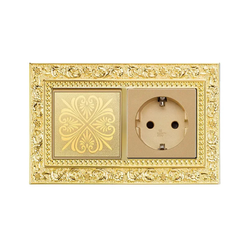 Luxury Vintage Push Button Switch 1/2/3/Gang 2Way,EU France Standard copper Wall socket,Universal light home switch power outlet