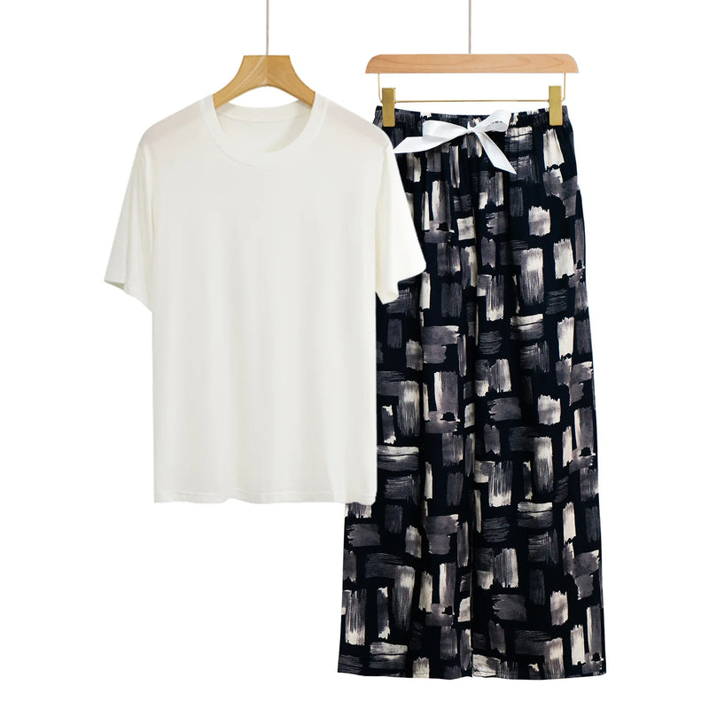 Women's Pajamas Spring Summer Sleepwear Suit New Comfortable Short-sleeved Pants Set Modal Two-piece Loungewear Home Clothes