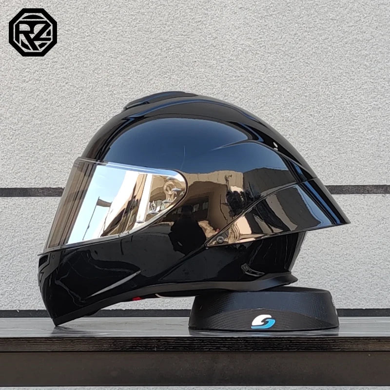 ORZ Motorcycle helmet, men's and women's dual lens full face helmet, motorcycle sports car, all season full face helmet