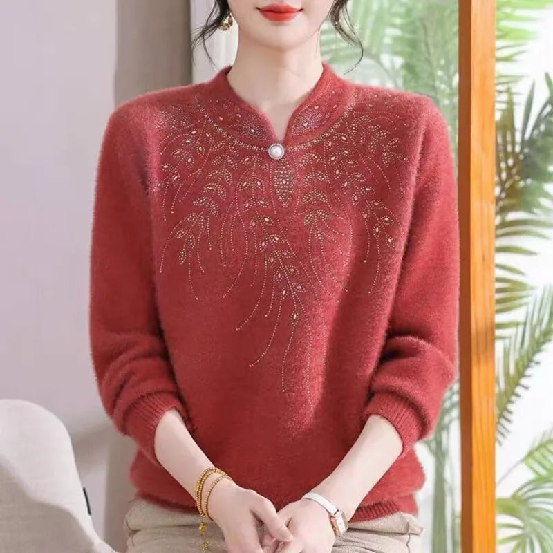 Basic Long Sleeve Sweater Women Oversized Short Knitted Cashmere Pullover Female Casual Thick Warm Soft Tops Mother Clothing