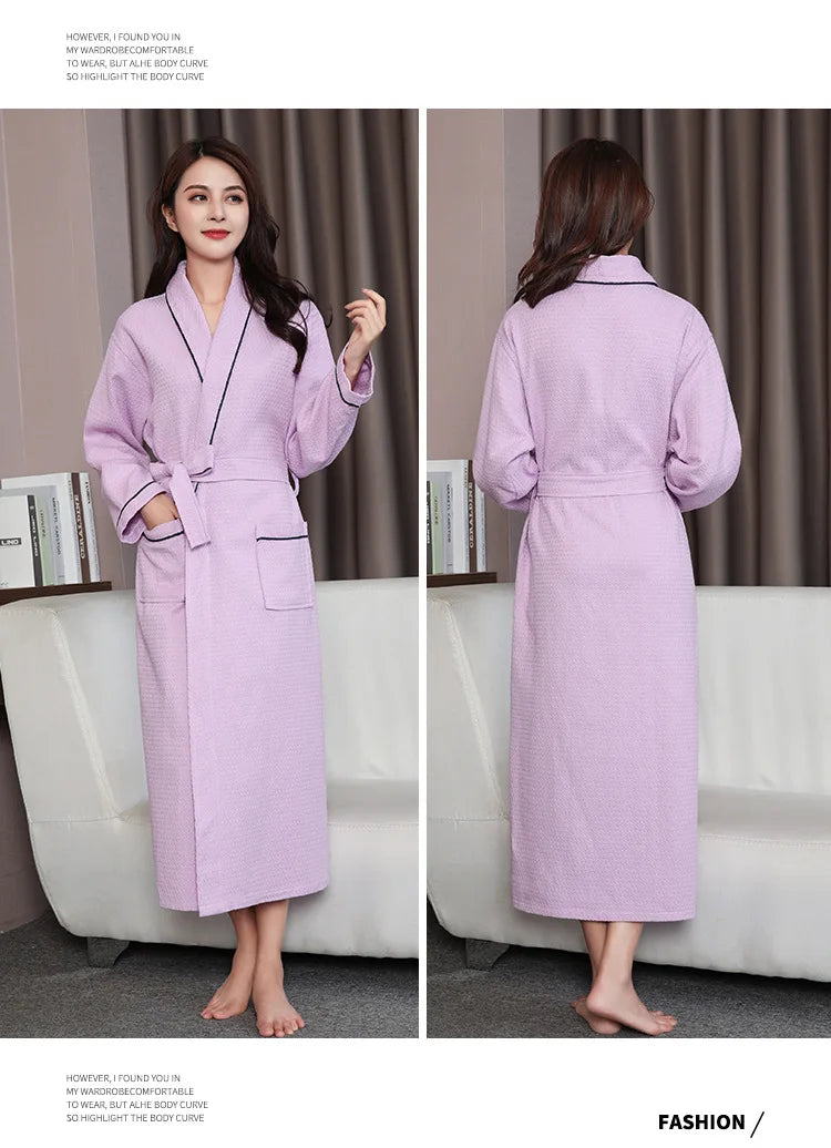 អាវងូតទឹក Kimono សម្រាប់នារី ទំហំធំ រលុង រដូវស្លឹកឈើជ្រុះ រដូវរងា អាវងូតទឹកដៃវែង កប្បាស 100% រ៉ូបងូតទឹក អាវគេងសម្រាប់ងូតទឹក ប៉ាហ្សាម