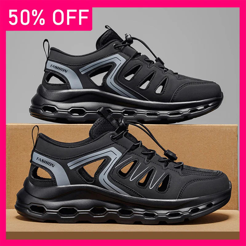 Unisex Sports Shoes Summer Soft Sole Rebound Cushioning Anti Slip Trendy Hollowed Out Mesh Wide Last Outdoor Running Shoes