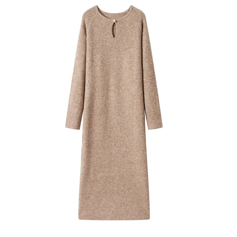 Pulls Woman Clothing Fashion Straight Long Dress O-neck Knitwear Sweater Female Spring Autumn Pullover Jumper Elegant Jersey