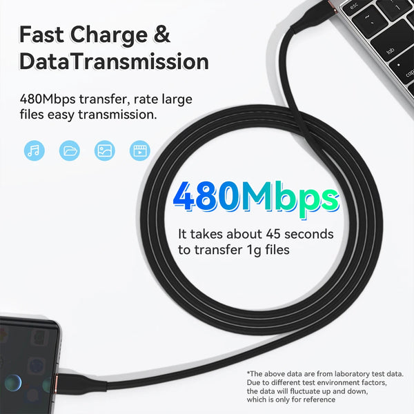 ខ្សែសាក USB C ទៅ USB Type C ទំហំ 2M 60W PD សាកលឿន ខ្សែសាក USBC 3A TypeC សម្រាប់ Xiaomi Samsung Huawei Macbook iPad