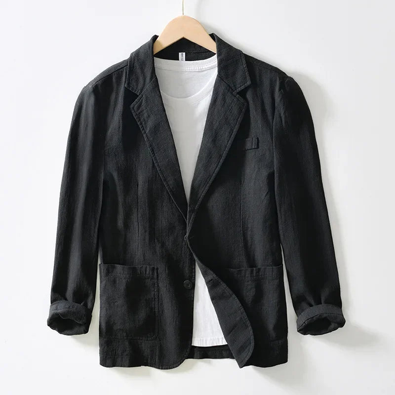 Men’s Lightweight Linen Blazer Jacket – Business Casual Single Breasted Coat Office, Daily, Travel, Party, Wedding Guest