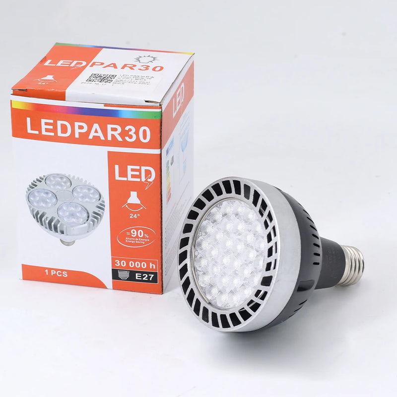 អំពូលភ្លើង LED 220V E27 PAR30 អំពូលភ្លើង LED 35W 45W ភ្លឺខ្លាំង មានកង្ហារត្រជាក់សម្រាប់បំភ្លឺផ្លូវ