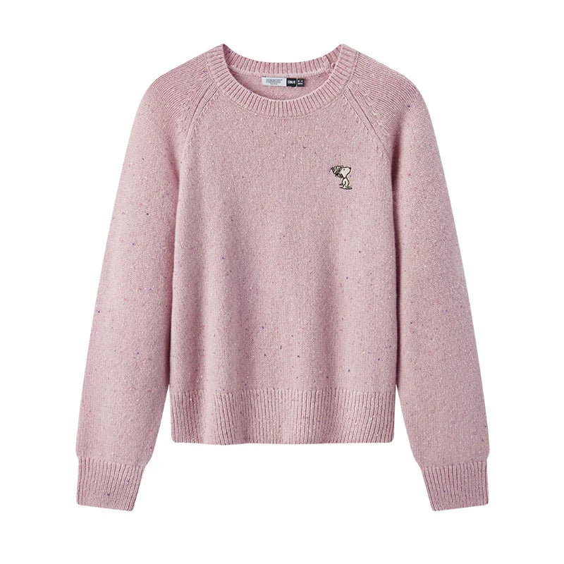 Semir Wool Blend Sweater Knit Top Women Winter 2025 Raglan Sleeve Embroidered Round Neck Cozy Trend
