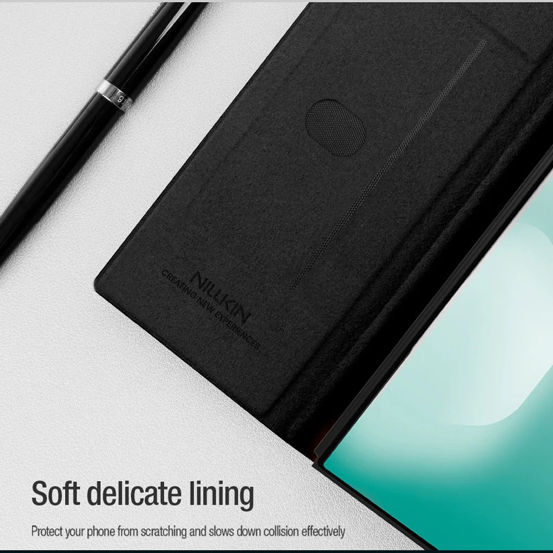 NILLKIN For Samsung Galaxy Z Fold 7 5G Case Luxury Leather Slide Lens Protection Back Cover With S-Pen For Samsung Z Fold 7
