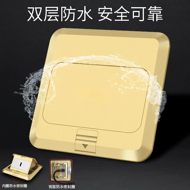 Hide Pop-up Socket, Gold Bit HDMI Video Digital TV Socket with 4K HDMI Cable All Copper Multimedia Ground HDMI Socket