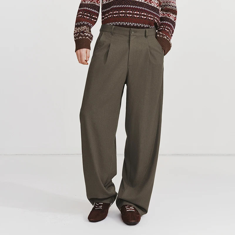 Semir Men Casual Pants 2026 Spring New High Waist Wide Leg Loose Drape Old Money Style Slimming Tall Pants