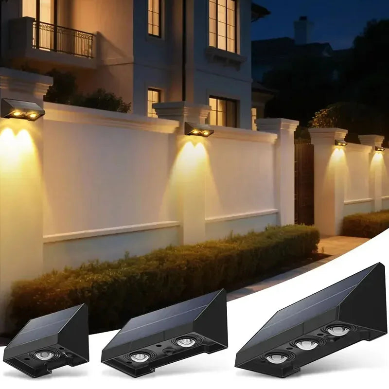 Solar Wall Lamp Outdoor Waterproof Warm White Fence Light Solar Powered Garden Light for House Number Address Sign Patio Balcony