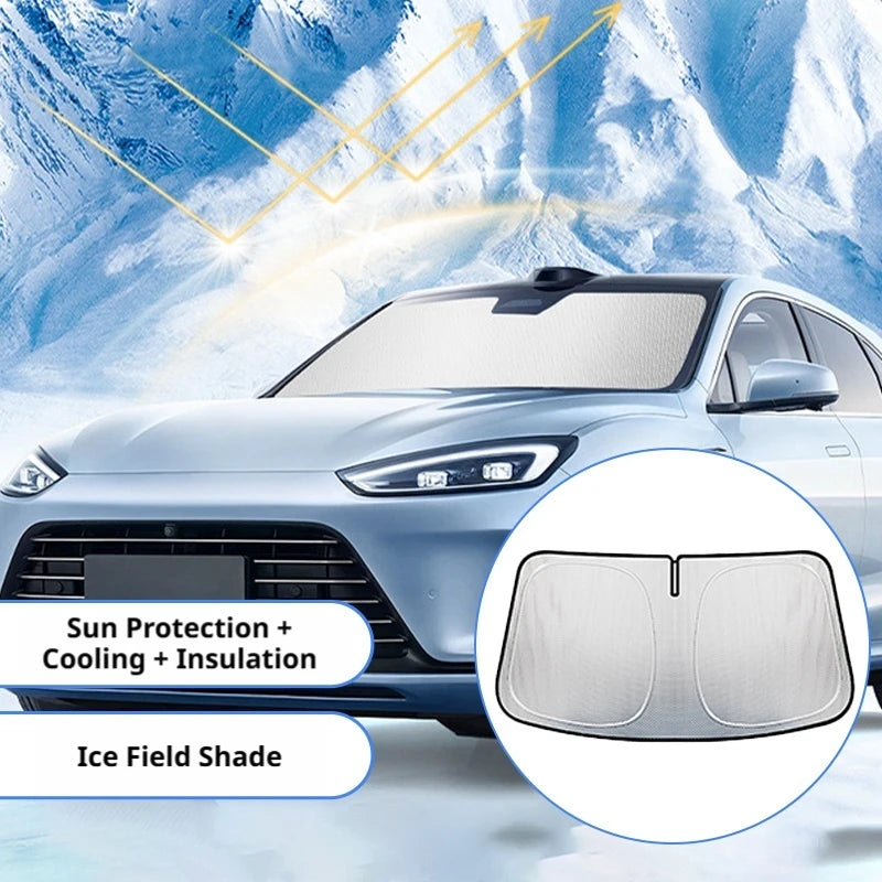 SEAMETAL Car Sunshade Cover Upgrade Fabric Auto Windshield Umbrella Front Sun Shade Parasol Foldable Summer Protection 145x80CM