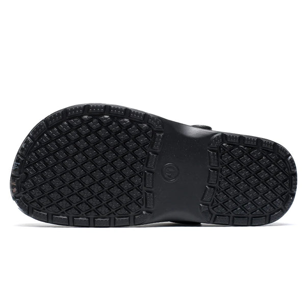 Men's Work Clogs with Tool Print, Anti-Slip Oilproof Chef Shoes, Comfortable EVA Closed Toe Shoes for Restaurant, Garage, Garden
