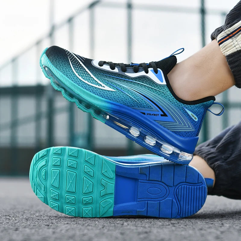 Men's casual sneakers four seasons breathable light full palm air cushion racing running shoes students mesh speed sports shoes