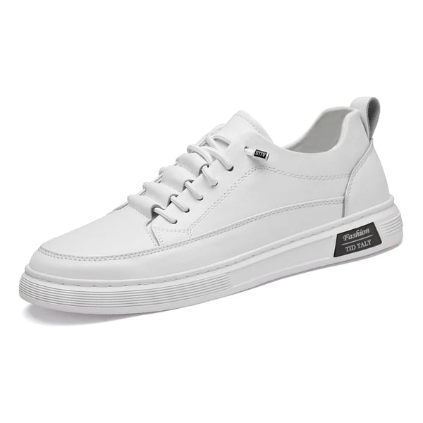 Autumn Spring Mens Leather Casual Shoes Men White Shoes Fashion Flat Shoes Big Size 46 47 Comfortable
