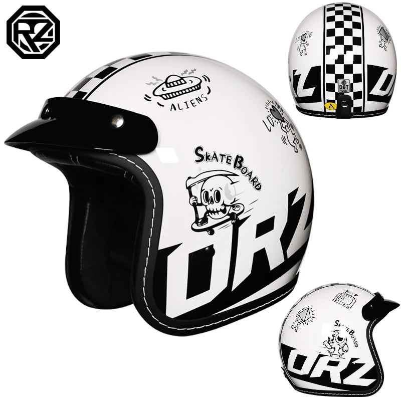 Vintage Motorcycle Helmet Open Face Retro 3/4 Half Helmet Moto Casque Casco Motocicleta Capacete Motocross Para