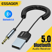 ឧបករណ៍ទទួលសញ្ញាឥតខ្សែ Essager Bluetooth 5.0 ឧបករណ៍បំពងសម្លេងរថយន្តឥតខ្សែ 3.5mm Jack Aux Audio Music សម្រាប់ឧបករណ៍បញ្ជូន Bluetooth ក្នុងរថយន្ត