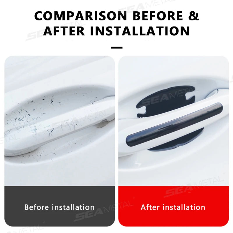 SEAMETAL Car Door Handle Protective Sticker Wear Resistant Scratch Resistant Black Protective Strip TPU Door Bowl Stickers