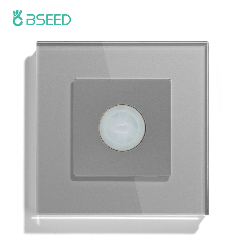 BSEED Human Body Sensor Switch Wall Lamp Switch 90℃ Infrared Motion Detector Galss Frame Plastic FrameEU Standard Light Switches