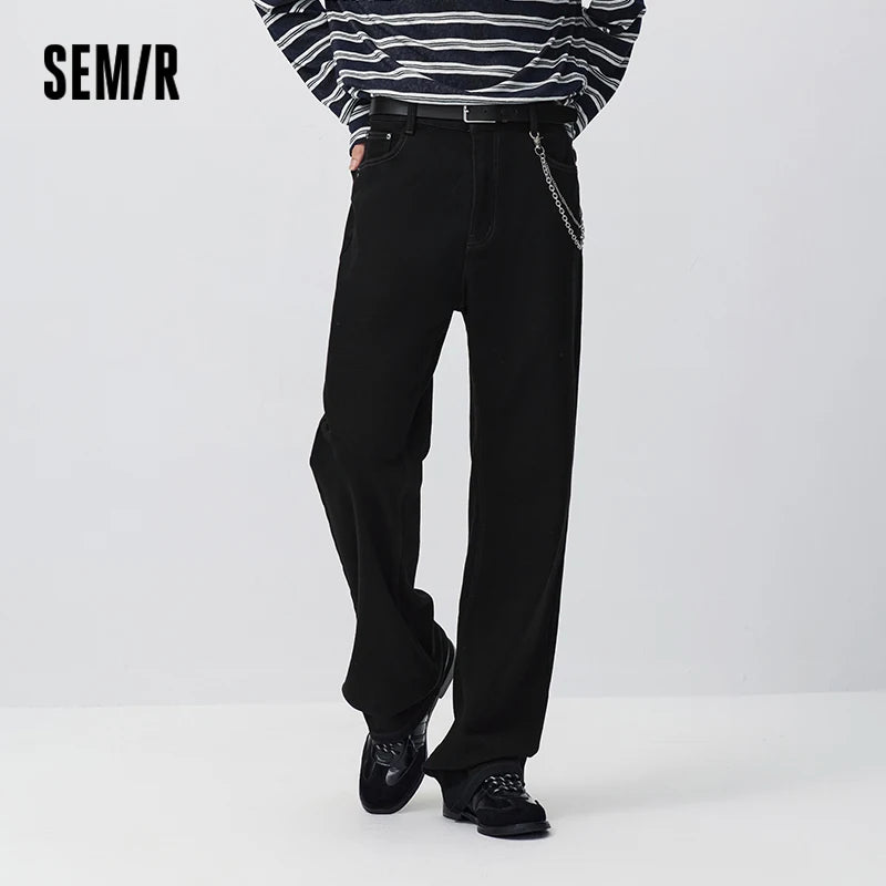 ខោខូវប៊យ Semir សម្រាប់បុរស រាងរលុង ជើងប៉ោង រចនាបថទំនើប ព័ត៌មានលម្អិតអំពីខ្សែសង្វាក់ ឆ្នាំ២០២៦ សម្លៀកបំពាក់ប្រចាំថ្ងៃរដូវរងាថ្មី រចនាបថធម្មតាសម្រាប់ទីក្រុង