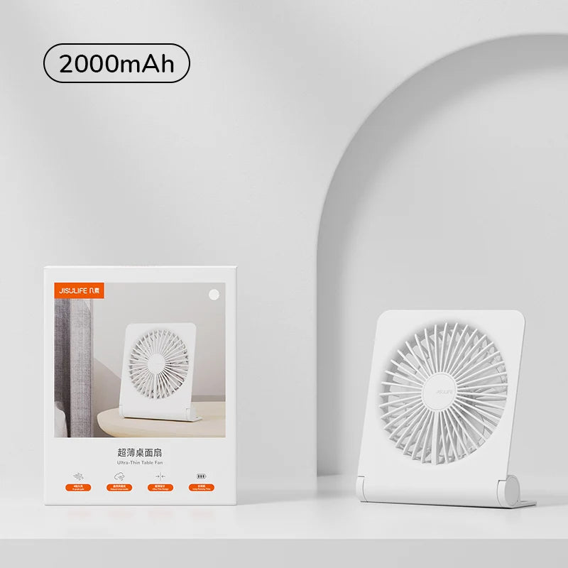 JISULIFE Mini Portable Fan Desktop Fan USB Charging Quiet Foldable Hanging Standing Cooling Fan for Travel Office Home