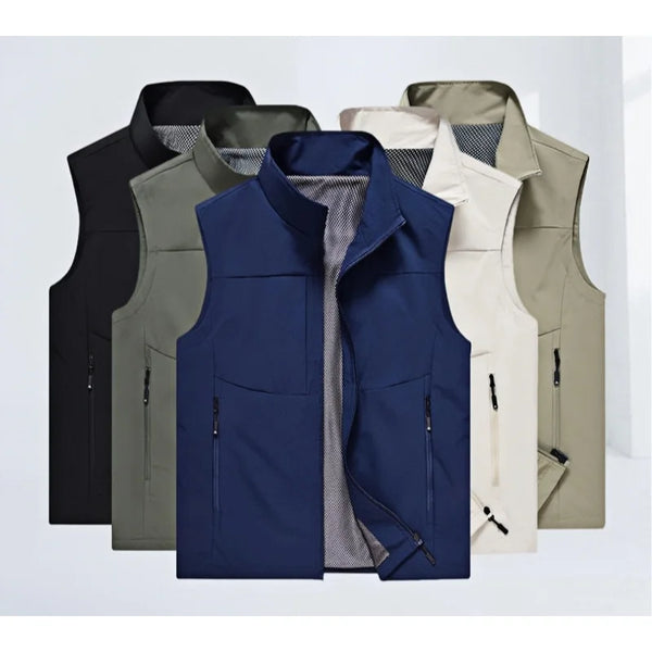 Hiking Fishing Vest Men Waterproof Windproof Sleeveless Running Jacket Motorcycle Outdoor Waterproof Biker Vest Men Clothing