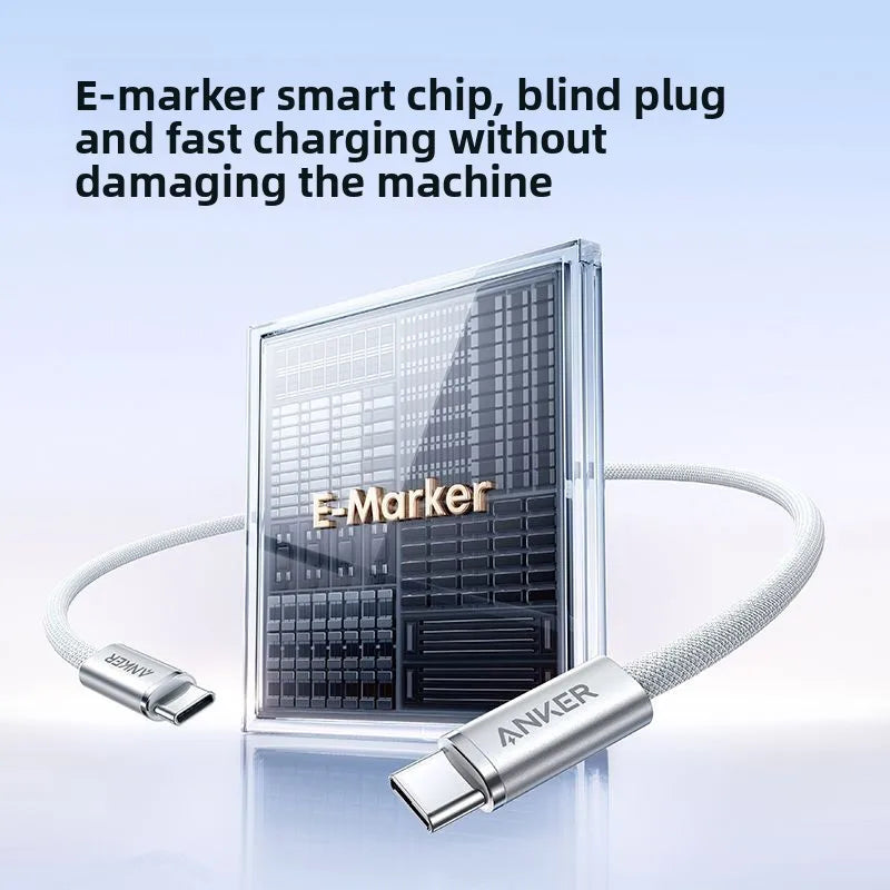 ខ្សែសាកទិន្នន័យ ANKER 140W ប្រភេទខ្សែសាក PD3.1 ក្បាលពីរ ស័ក្តិសមសម្រាប់ Apple 17 Huawei MacBook