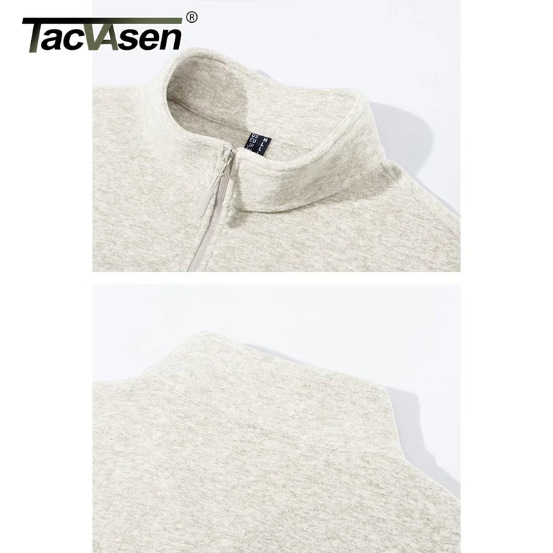 TACVASEN 1/4 Zipper Collar Spring Fleece Sweaters Mens Warm Sweatshirts Breathable Casual Sports Hiking Turtleneck Pullover Tops