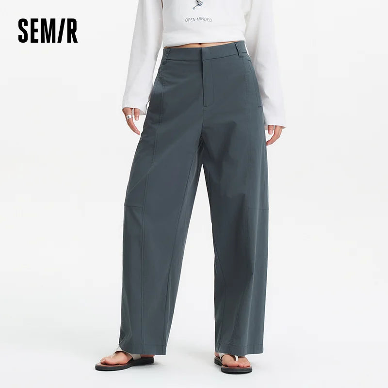 Semir Women Pants Woven 2026 Wide Leg Soft Drape Loose Fit Commuter Urban Casual Everyday Style Soft Comfortable Daily Wear