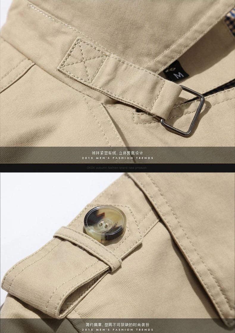 2026 New Men's Khaki Long-Sleeve Jacket, Green Single-Breasted Lapel Coat, Black or Blue Overcoat Available.