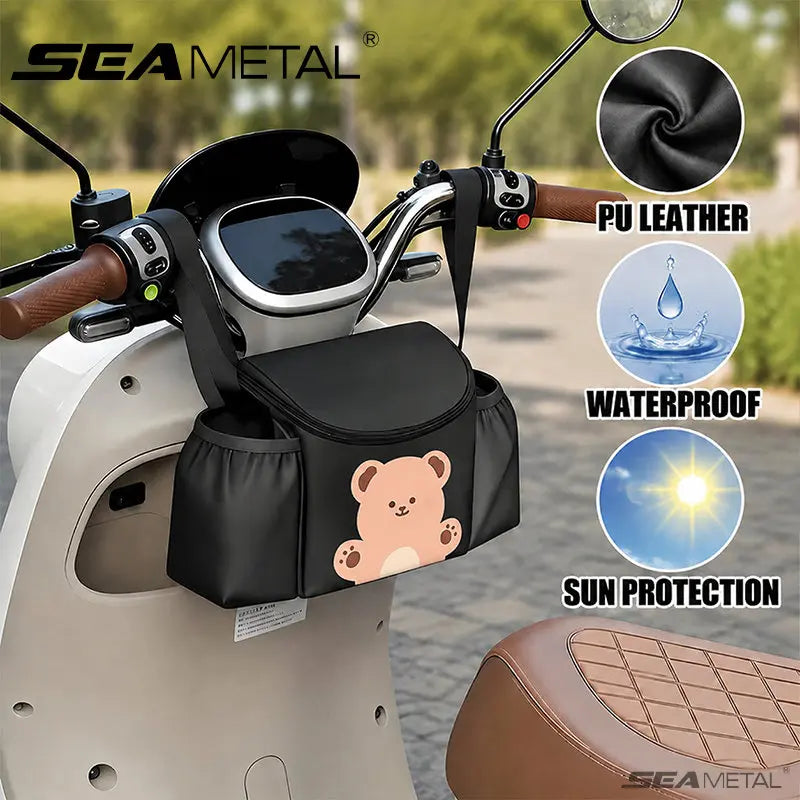 SEAMETAL Large Capacity Electric Bike Storage Bag Multi Functional Bicycle Hanging Bag Waterproof PU for Motorcycle Accessories