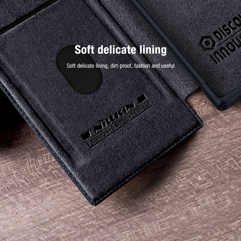 For Samsung Galaxy S23 Ultra Case NILLKIN Leather Qin Leather Case Slide Camera Case For Samsung S23/ S23 Plus Flip Cover