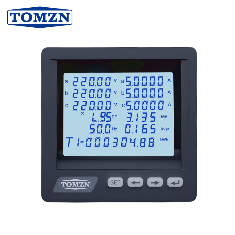 TOMZN 3-Phase 4-Wire Multi-Function Meter | RS485 Password Protection Voltage/Current/Active Reactive Power Monitoring