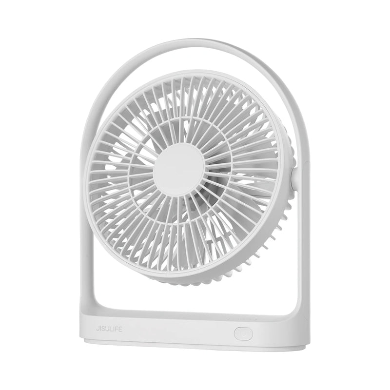 JISULIFE Table Fan Mini USB Strong Wind  Rechargeable Desk Fans Wireless 4000mAH with 4 gear Wind Speed 330° Degree Rotata